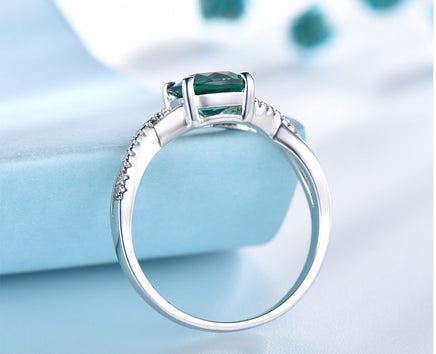 Ladies Emerald Ring Sterling Silver - Fun Gifts & More