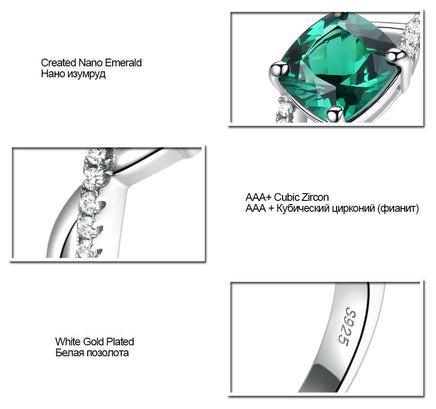 Ladies Emerald Ring Sterling Silver - Fun Gifts & More