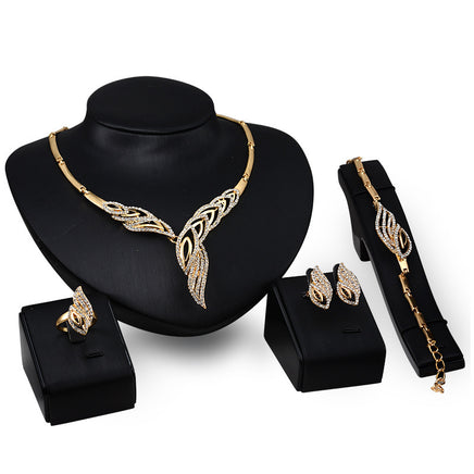 Exaggerated Bridal Gift Female Fashion Jewelry Set Necklace Earrings Ring Bracelet Four-piece Set - Fun Gifts & More