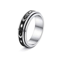 Stainless Steel Rotatable Spinner Ring Moon Stars Relieve Anxiety Rings - Fun Gifts & More