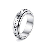 Stainless Steel Rotatable Spinner Ring Moon Stars Relieve Anxiety Rings - Fun Gifts & More