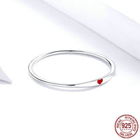 925 Sterling Silver Round Circle Pure Finger Ring Simple Heart Engrave Rings - Fun Gifts & More