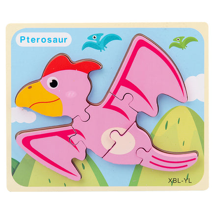 Baby Wooden Cartoon Dinosaur 3D Puzzle Jigsaw for Kids Montessori Early Learning Educational Puzzle Toys - Fun Gifts & More