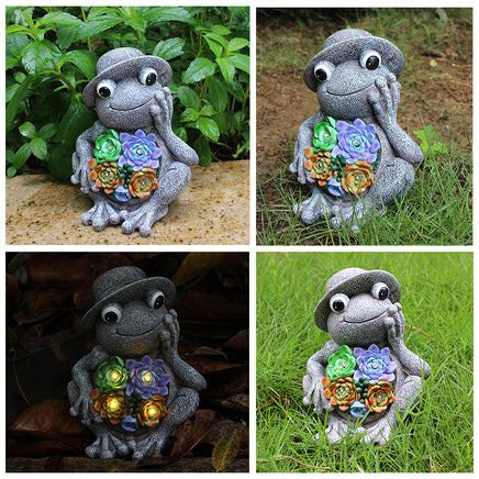 Luminous Solar Lamp Hat Frog Outdoor Courtyard Decoration Resin Crafts - Fun Gifts & More