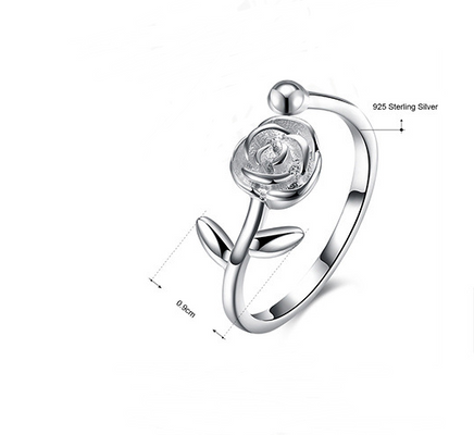 Beautiful rose tail ring sterling silver ring - Fun Gifts & More