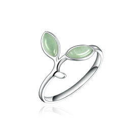 Bud green leaf ring S925 Sterling Silver Ring - Fun Gifts & More