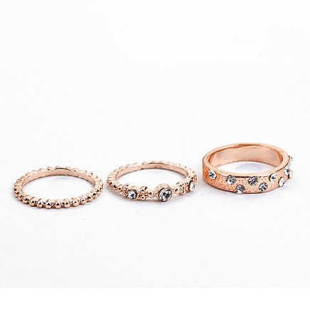 European And American Jewelry Rose Gold Stackable Diamonds Set Of Five Sets Of Rings BohemiaJ - Fun Gifts & More