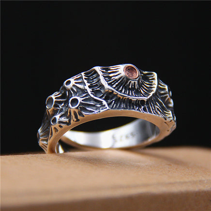 Trendy Sterling Silver  Ring Crater Ring Male - Fun Gifts & More