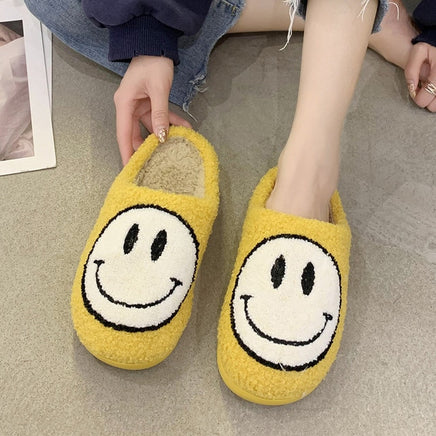 Cute Smile Pattern Fluffy Slippers - Fun Gifts & More