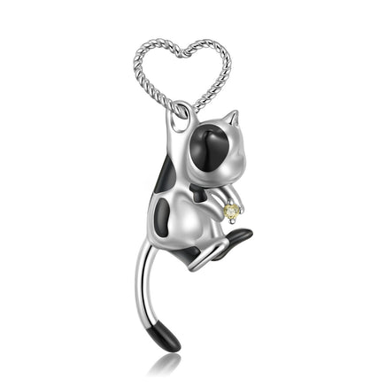 Cute 3D Cow Cat S925 Sterling Silver Necklace Girl Cute Forest Animal Necklace - Fun Gifts & More