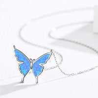 925 Sterling Silver Opal Butterfly Necklace - Fun Gifts & More