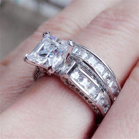 New Style Charm Couple Rings His Her Silver Color Princess Cut CZ Anniversary Promise Wedding Engagement Ring Sets - Fun Gifts & More