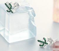 Green Cactus Sterling Silver Earrings - Fun Gifts & More