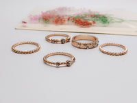 European And American Jewelry Rose Gold Stackable Diamonds Set Of Five Sets Of Rings BohemiaJ - Fun Gifts & More