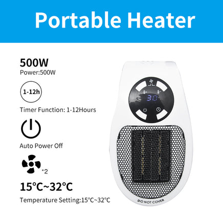 Portable Electric Heater Wall Fan Heater Handy Heating Stove Adjustable Thermostat Radiator Warmer Machine Home Appliance - Fun Gifts & More