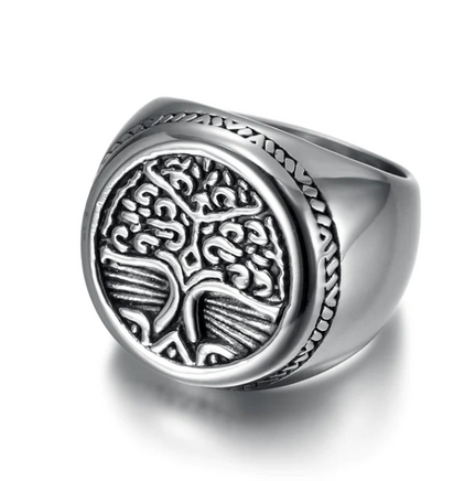 Asgard Crafted Handcrafted Stainless Steel Celtic Tree Of Life Circular Ring - Fun Gifts & More