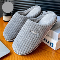 Solid Color Simple Cotton Slippers Winter Non-slip Home Warm Plush Slippers Household Indoor Couple Women's House Shoes - Fun Gifts & More