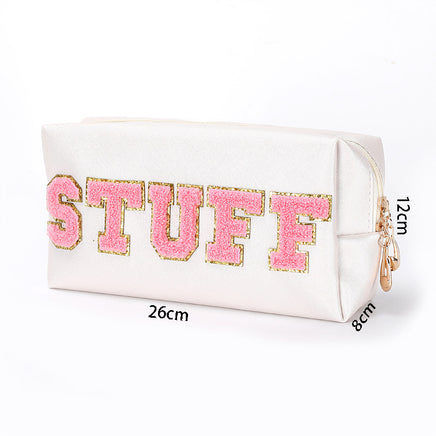 Colorful Chenille Five Letters Pu Waterproof Large Cosmetic Bag - Fun Gifts & More