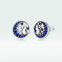 Moon Cat S925 sterling silver earrings - Fun Gifts & More