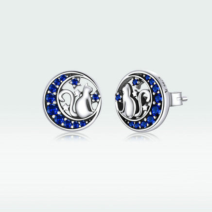 Moon Cat S925 sterling silver earrings - Fun Gifts & More