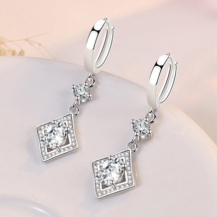 Stylish Sterling Silver Diamond Earrings - Fun Gifts & More