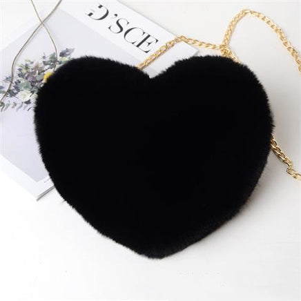 Heart Shaped Plush Chain Shoulder Party Purse - Fun Gifts & More