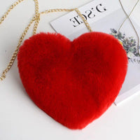 Heart Shaped Plush Chain Shoulder Party Purse - Fun Gifts & More