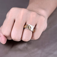 New Men's Domineering Dragon Pattern Two-color Zircon Rhinestone Ring Fashion Punk Hip Hop - Fun Gifts & More