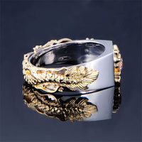 New Men's Domineering Dragon Pattern Two-color Zircon Rhinestone Ring Fashion Punk Hip Hop - Fun Gifts & More