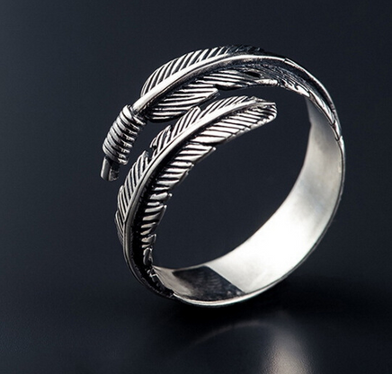 Antique Feather Ring 925 Sterling Silver - Fun Gifts & More