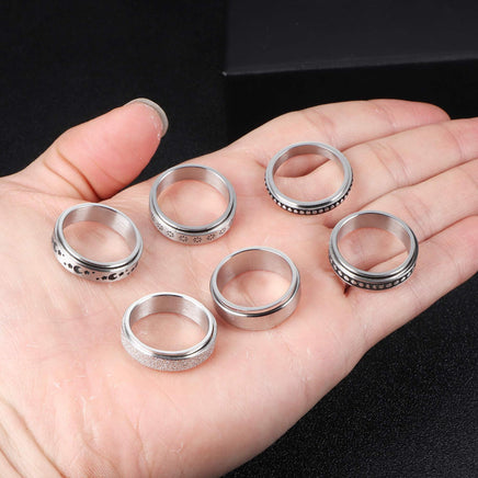 Stainless Steel Rotatable Spinner Ring Moon Stars Relieve Anxiety Rings - Fun Gifts & More