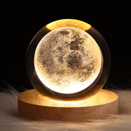 LED Night Light Galaxy Crystal Ball Table Lamp 3D Planet Moon Lamp Bedroom Home Decor For Kids Party Children Birthday Gifts - Fun Gifts & More