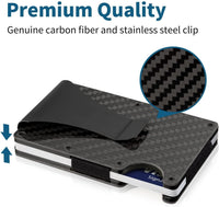 Carbon Fiber Blocking Slim Money Clip RFID Card Holder Metal Men Wallet Gift - Fun Gifts & More