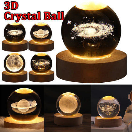 LED Night Light Galaxy Crystal Ball Table Lamp 3D Planet Moon Lamp Bedroom Home Decor For Kids Party Children Birthday Gifts - Fun Gifts & More