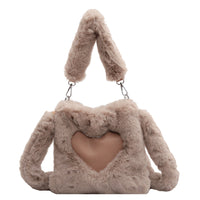 Heart Plush Fluffy Shoulder Bag Purse - Fun Gifts & More