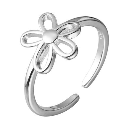 925 Sterling Silver Bright Silver Flower Ring - Fun Gifts & More