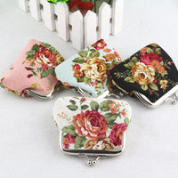 Canvas Rose Mini Coin Purse Women's Fabric Buckle Coin Bag Cute Small Purse - Fun Gifts & More