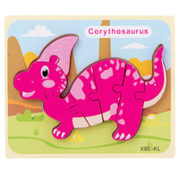 Baby Wooden Cartoon Dinosaur 3D Puzzle Jigsaw for Kids Montessori Early Learning Educational Puzzle Toys - Fun Gifts & More