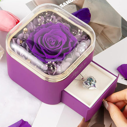 Valentines Day Rose Flower Drawer Jewelry Box Earrings Ring Necklace Storage Valentine's Day Gift Box Romantic Jewelry Packaging Box - Fun Gifts & More