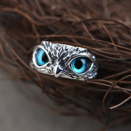 Fashion Vintage Demon Eye Owl Ring For Women  Retro Animal Ring Silver Color Jewelry - Fun Gifts & More