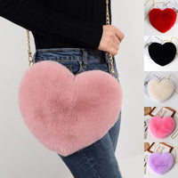 Heart Shaped Plush Chain Shoulder Party Purse - Fun Gifts & More