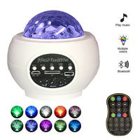 LED Star Ocean Wave Projector Night Light Galaxy Starry Sky Projector Night Lamp With Music Bluetooth Speaker - Fun Gifts & More