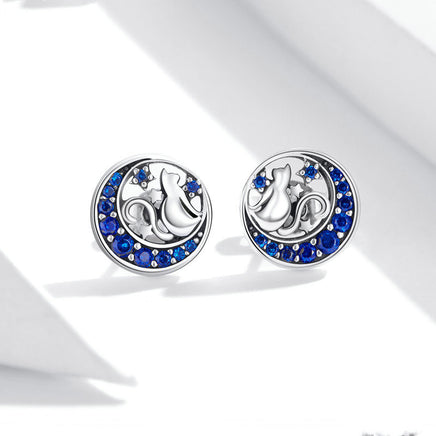 Moon Cat S925 sterling silver earrings - Fun Gifts & More