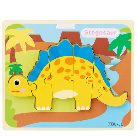 Baby Wooden Cartoon Dinosaur 3D Puzzle Jigsaw for Kids Montessori Early Learning Educational Puzzle Toys - Fun Gifts & More