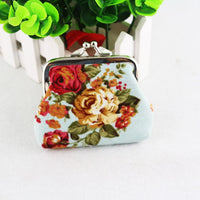 Canvas Rose Mini Coin Purse Women's Fabric Buckle Coin Bag Cute Small Purse - Fun Gifts & More