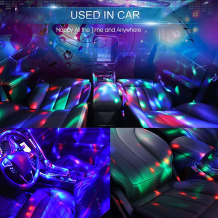 2x USB Mini Disco DJ Ball Car Party Atmospher Light Bar Colorful Sound Activated - Fun Gifts & More