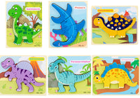 Baby Wooden Cartoon Dinosaur 3D Puzzle Jigsaw for Kids Montessori Early Learning Educational Puzzle Toys - Fun Gifts & More