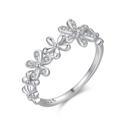 Sterling Silver Daisy Ring Female Korean Fashion Light Luxury Micro Diamond Ring - Fun Gifts & More