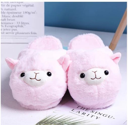 Fluffy Alpaca Slippers - Fun Gifts & More