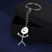 Cute Hollowed-out Smiling Face Figurine Pendant Stainless Steel Key Chain - Fun Gifts & More